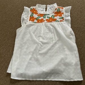 THML White and Orange Floral Top